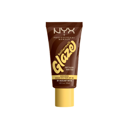 NYX Professional Makeup Buttermelt Glaze Tinted Moisturizer, SPF 30, Hazelnut Butta, All Skin Types, 1.01 fl oz