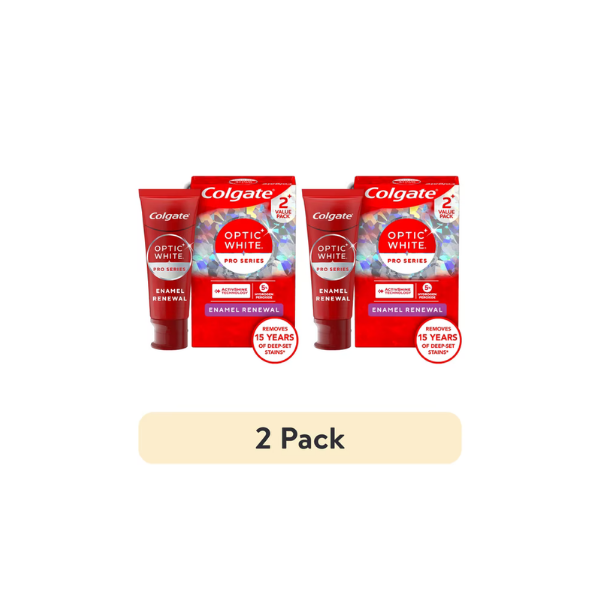 (2 pack) Colgate Optic White Pro Series Enamel Renewal Toothpaste with Teeth Whitening, Mint, 2 Pack, 3.0 oz