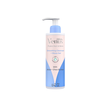 Venus Pubic Hair & Skin Smoothing Cleanser + Shave Gel, Gentle Skin Cleanser and Shaving Gel for Women, Bikini Zone Shave Gel, 190ml