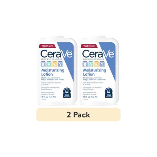 (2 pack) CeraVe Baby Face & Body Moisturizer Lotion for Sensitive Skin, 16 fl oz