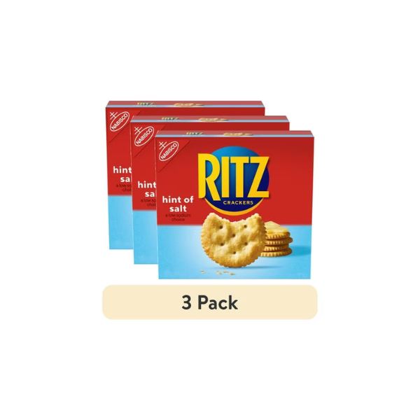 (3 pack) RITZ Hint of Salt Crackers, Snacks for Kids and Adults, Lunch Snacks, 13.7 oz
