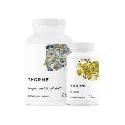 THORNE - Magnesium CitraMate & Vitamin D-5000 Duo - Heart, Bones, Muscles - 60 to 90 Servings