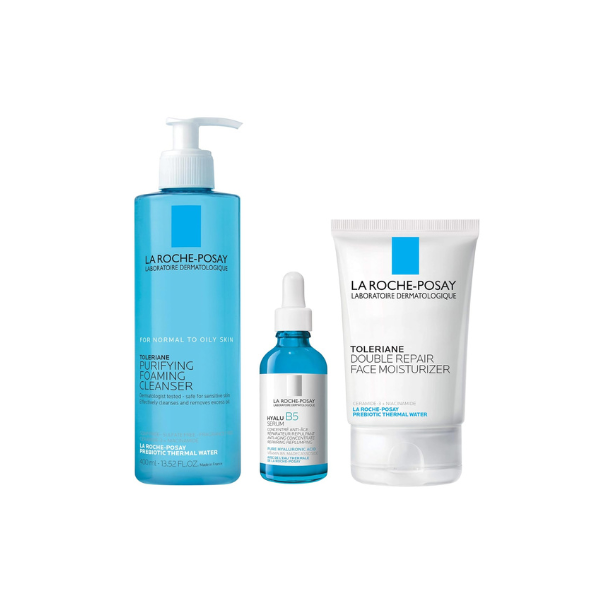 La Roche Posay Toleriane Purifying Cleanser + Toleriane Double Repaire Moisturizer + Hyalu B5 Serum