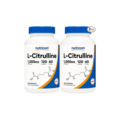 Nutricost L-Citrulline 500mg, 120 Capsules - Gluten Free, Non-GMO, 1000mg Per Serving (60 Serv) (Pack of 2)
