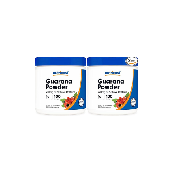 Nutricost Guarana Extract Powder 100 Grams - Natural Brazilian Herbal Caffeine/Energizer Supplement (Pack of 2)