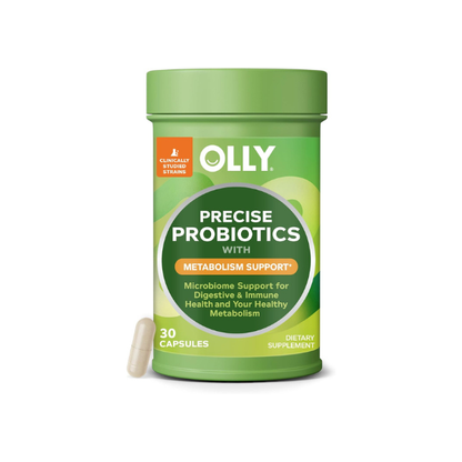 OLLY Precise Probiotics Metabolism Support Supplement, Supports Your Microbiome, Digestive & Immune Systems and Your Healthy Metabolism*, Clinically Studied Strains, 30 Count