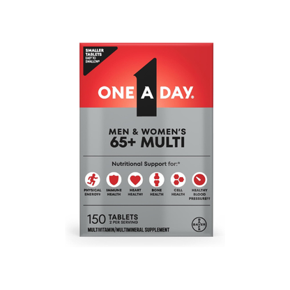 One A Day Proactive 65+, Mens & Womens Multivitamin, Supplement with Vitamin A, C, D, and Zinc to Support Bone Health & Cell Health, Calcium, Folic Acid, Tablet 150 Count