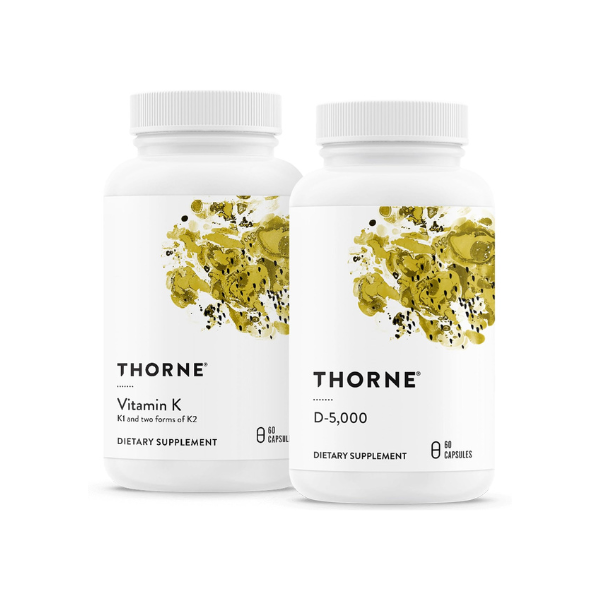 THORNE - Bone Health Bundle - Vitamin K & Vitamin D-5000 Combo for Strong Bones - 30 to 60 Servings