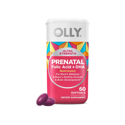 OLLY Ultra Strength Prenatal Multivitamin Softgels, Omega-3s - 60 Count