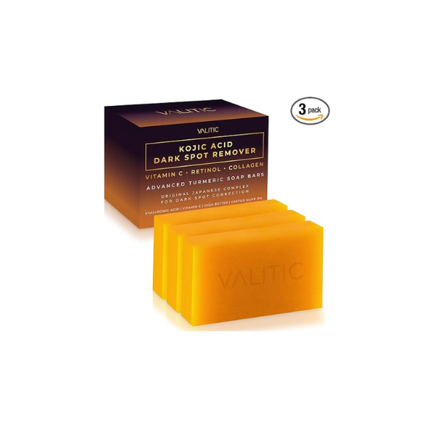 VALITIC Kojic Acid Dark Spot Remover Soap Bars, Turmeric Bar Soaps 3 Pack