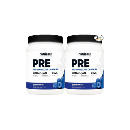 Nutricost Pre-Workout Complex Powder (60 Servings, Blue Raspberry) - Pre-Workout Supplement with Beta-Alanine, Taurine & Amino Acids (Pack of 2)