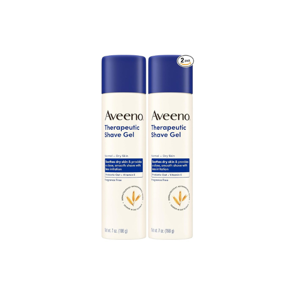Aveeno Therapeutic Shave Gel with Oat and Vitamin E to Help Prevent Razor Bumps, Soothes Dry Skin and Provides a Close, Smooth Shave with Less Irritation, Fragrance-Free, 7 oz (Pack of 2)