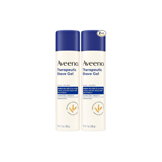 Aveeno Therapeutic Shave Gel with Oat and Vitamin E to Help Prevent Razor Bumps, Soothes Dry Skin and Provides a Close, Smooth Shave with Less Irritation, Fragrance-Free, 7 oz (Pack of 2)