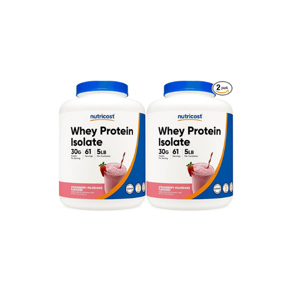 Nutricost Whey Protein Isolate (Strawberry Milkshake) 5LBS (Pack of 2)