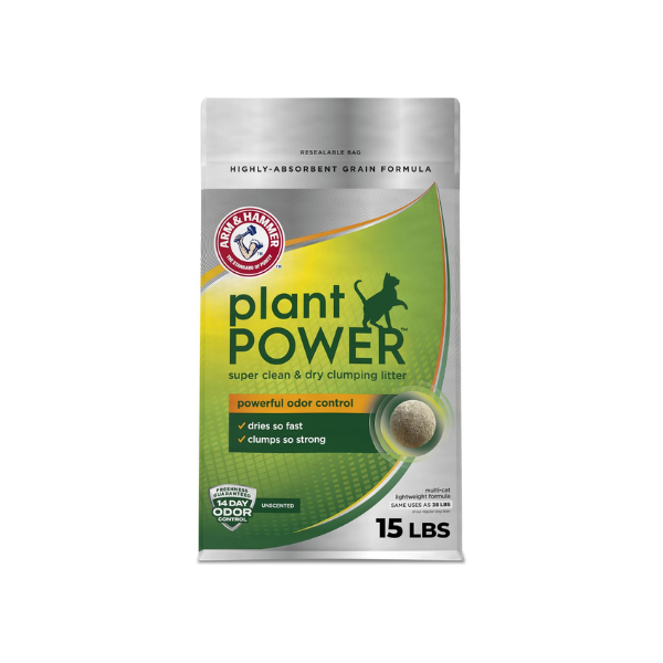 ARM & Hammer Plant Power Plant-Based Clumping Cat Litter, Unscented 15 Lbs