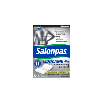 Salonpas Lidocaine 4% Pain Relieving Gel-Patch, 6 Count (Pack of 1)