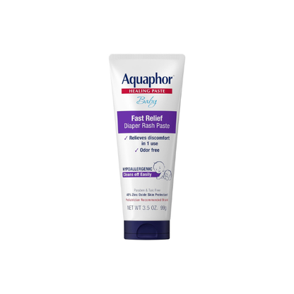 Aquaphor Baby Diaper Rash Paste with Zinc Oxide, Talc Free, 3.5 OZ