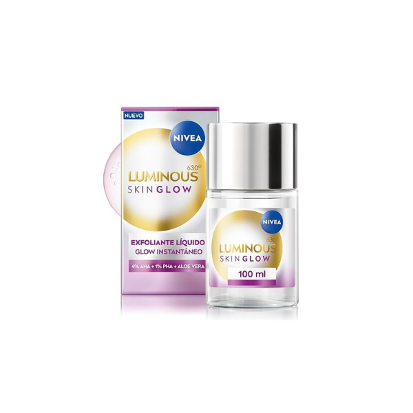 NIVEA LUMINOUS 630 Skin Glow Liquid Exfoliant 100 ml – Ultra-Refining AHA & PHA Radiance Tonic for Silky-Smooth Texture, Enhanced Clarity and Illuminated Skin Appearance