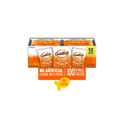 Goldfish Cheddar Cheese Crackers, Snack Packs, 1 oz, 12 Count Multi-Pack Tray