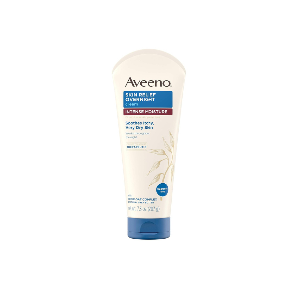 Aveeno Skin Relief Overnight Intense Moisture Cream with Triple Oat Complex & Natural Shea Butter, Therapeutic Dimethicone Skin Protectant for Dry Itchy Skin Relief, Fragrance- & Steroid-Free, 7.3 oz