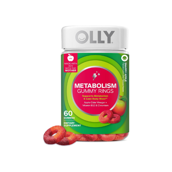 OLLY Metabolism Gummy Rings, Cellular Energy Supplement,* ACV - 60 Count