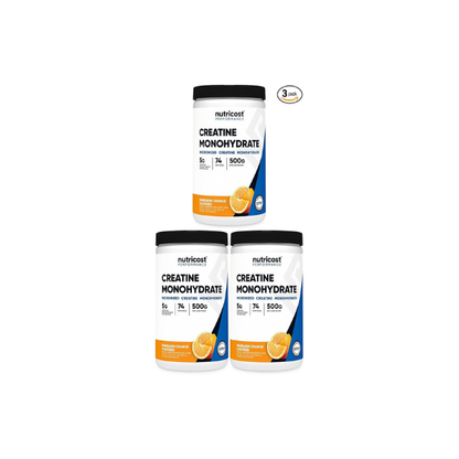 Nutricost Creatine Monohydrate Powder (Mandarin Orange, 500 Gram) - Micronized Creatine Supplement - Vegan, Non-GMO, Gluten Free (Pack of 3)