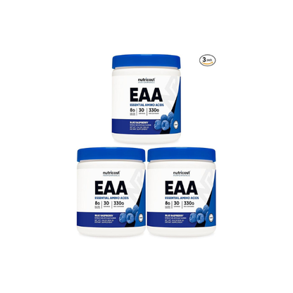 Nutricost EAA Powder 30 Servings (Blue Raspberry) - Essential Amino Acids - Non-GMO, Gluten Free, Vegetarian Friendly (Pack of 3)