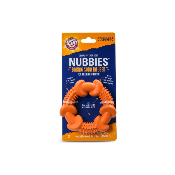 Arm & Hammer Nubbies Rubber Ring Dog Dental Chew Toy, Peanut Butter