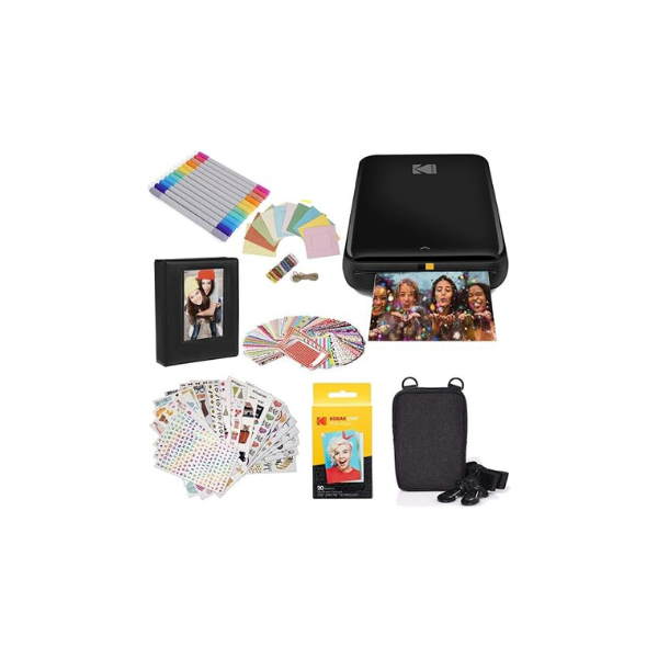 Kodak Step Printer, Wireless Mobile Photo Printer Zero Ink Technology & Kodak App for iOS & Android (Black) Gift, Starter Bundle