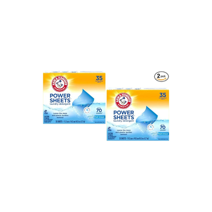 Arm & Hammer Laundry Detergent Power Sheets,Fresh Breeze, up to 140 Loads, 35 Ct (Pack of 2)