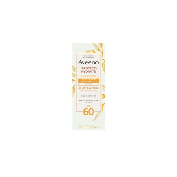 Aveeno Protect + Hydrate SPF 60 Face Sunscreen, Prebiotic Oat, 2 fl oz