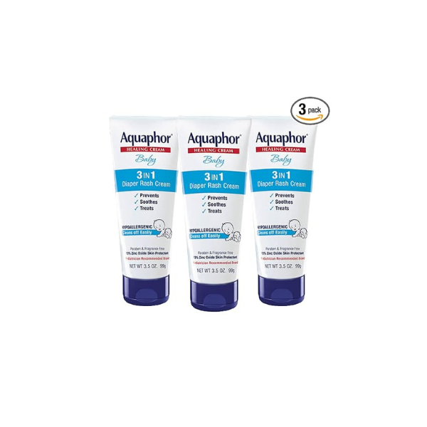 Aquaphor Baby Diaper Rash Cream with Zinc Oxide, Multipack, 3 x 3.5 OZ