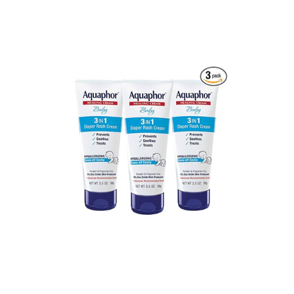 Aquaphor Baby Diaper Rash Cream with Zinc Oxide, Multipack, 3 x 3.5 OZ