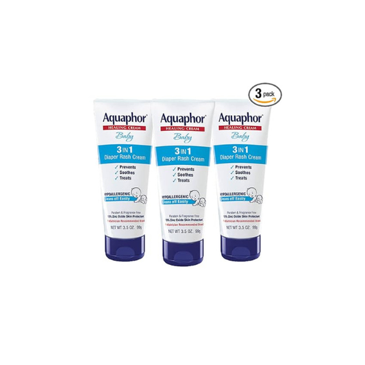 Aquaphor Baby Diaper Rash Cream with Zinc Oxide, Multipack, 3 x 3.5 OZ
