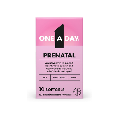 One A Day Prenatal Vitamins- Folic Acid, Iron, Omega- 3 (DHA), Pregnancy Vitamins for Women, Prenatal Multivitamin for Mom and Baby Support, Pregnancy Must Haves 30 Ct (Packaging May Vary)