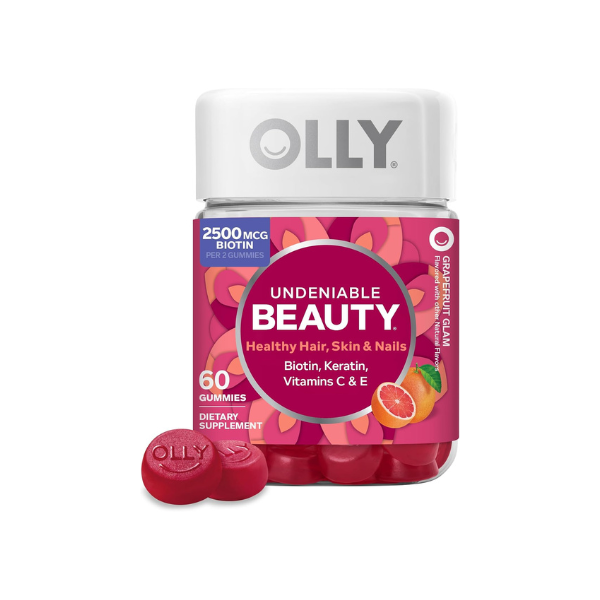 OLLY Hair Skin and Nails Gummies, Undeniable Beauty, Biotin - 60 Count