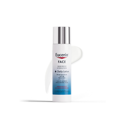 Eucerin Face Immersive Hydration Daily Face Lotion Broad Spectrum SPF 30 Sunscreen, Daily Moisturizer with Hyaluronic Acid Smooths Fine Lines and Wrinkles, 2.5 Fl Oz Bottle
