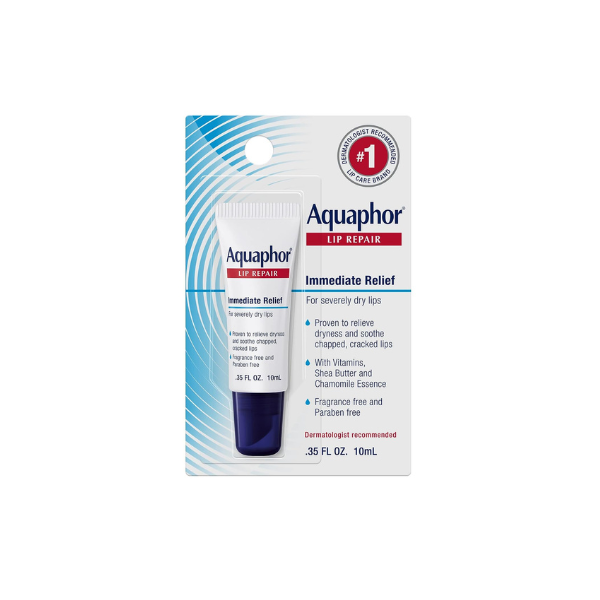 Aquaphor Lip Repair Ointment - Long-lasting Moisture to Soothe Dry Chapped Lips - .35 fl. oz. Tube