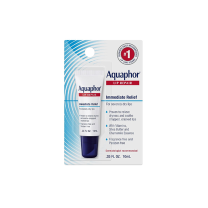 Aquaphor Lip Repair Ointment - Long-lasting Moisture to Soothe Dry Chapped Lips - .35 fl. oz. Tube