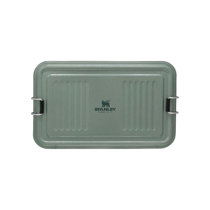 STANLEY Classic Legendary Useful Box 1.25 qt | Metal Snack and Lunch Box | Durable Stainless Steel Travel Food Storage Container | Hiking, Camping, School, or Work | BPA-Free | Hammertone Green