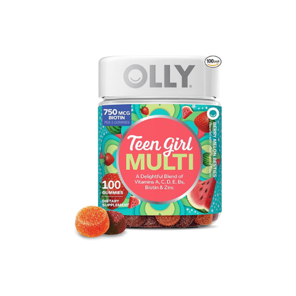 OLLY Teen Girl Multi Gummy, Healthy Skin and Immune Support*- 100 Count
