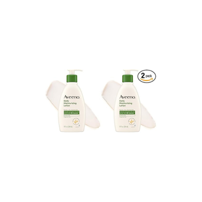 Aveeno Daily Moisturizing Body Lotion with Soothing Prebiotic Oat, Gentle Lotion Nourishes Dry Skin With Moisture, Paraben-, Dye- & Fragrance-Free, Non-Greasy & Non-Comedogenic, 12 fl. Oz (Pack of 2)