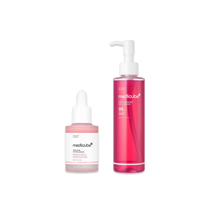 PDRN Cleanse and Prep Duo: Salmon DNA PDRN Pink Peptide Serum and PDRN Jelly to Foam Cleanser | Pink Duo for Cleansing and Glass Glow Skin | Korean Skin Care