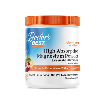Doctor's Best Magnesium Glycinate Powder, Fruit Punch Flavor, 12.1 oz