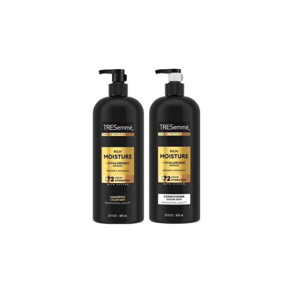 TRESemmé Rich Moisture Shampoo And Conditioner With Up To 72H Hydration for Dry Hair Rich Moisture With Vitamin E And Biotin Formula,28 fl oz 2 Count