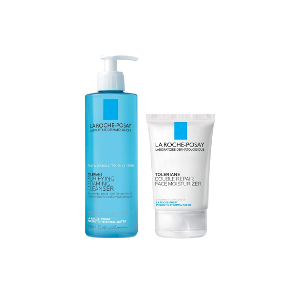 Bundle of La Roche-Posay Toleriane Purifying Foaming Facial Cleanser + Toleriane Double Repair Face Moisturizer