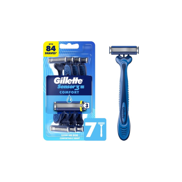 Gillette Sensor3 Smooth Shave Men's Disposable Shaving Razors, 7 Count