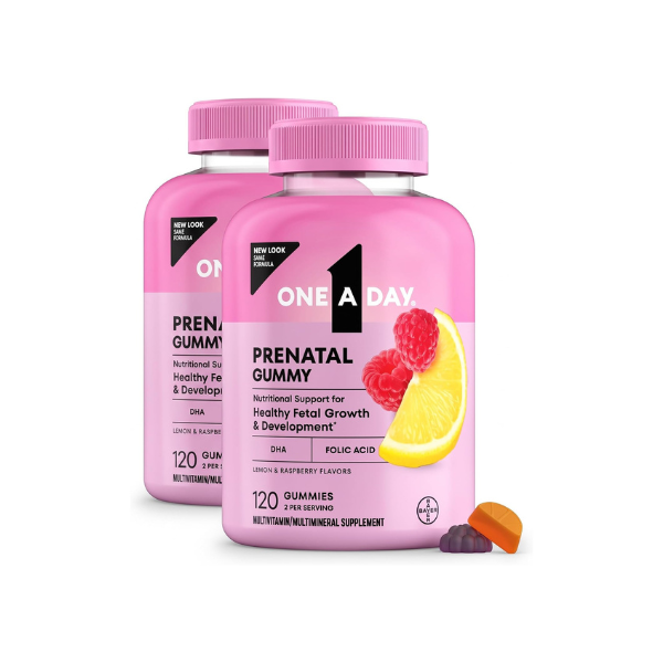 A Day Prenatal Vitamins for Women Gummies- Pregnancy Vitamins for Women with Folic Acid,DHA,Iodine,Prenatal Gummies,Iron-Free,120 Ct (Packaging May Vary),(Pack of 2)