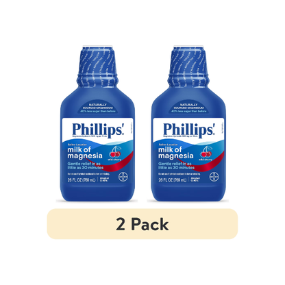 (2 pack) Phillips' Milk of Magnesia Liquid Laxative, Wild Cherry Flavor, Constipation Relief, 26 Fluid Ounces