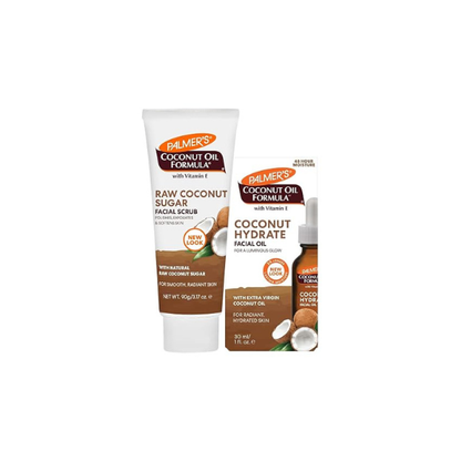 Palmer's Coconut Oil Face Care Bundle - Face Oil & Scrub, Fair Trade & Monoi, 1 fl oz Oil & 3.17 oz Scrub